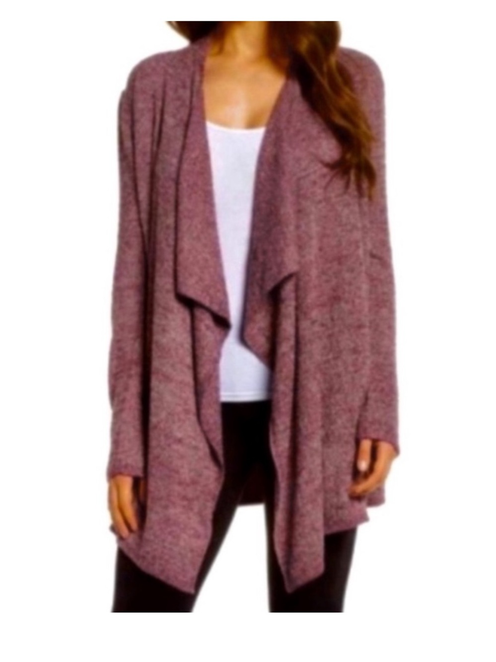 Barefoot Dreams Cozychic Lite Calypso Wrap Open Cardigan Style 436 S/M Cranberry
